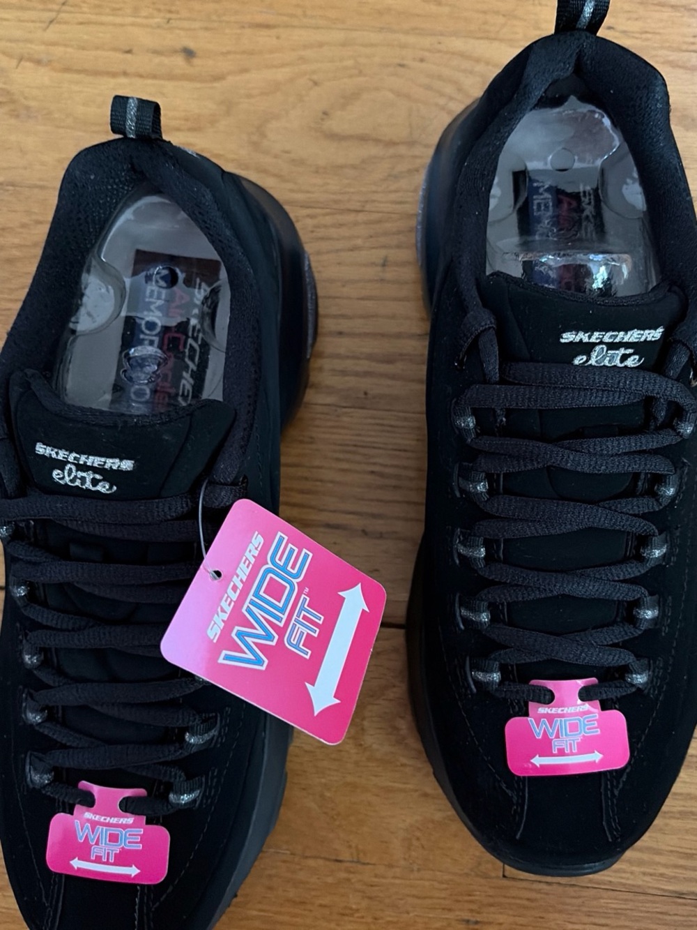 Skechers Black Wide Fit Lace-Up Athletic Sneakers